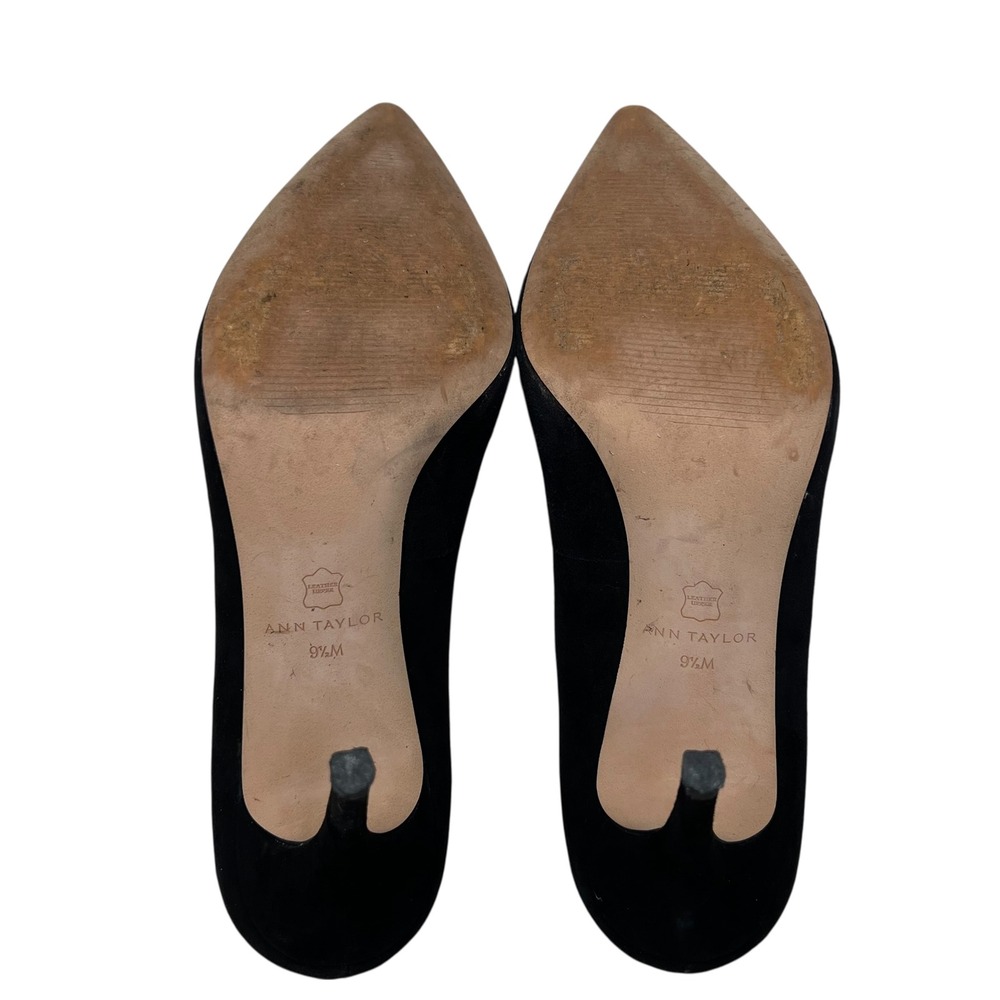 Ann‎ Taylor Black Mila Suede Pointed Toe Pumps SZ 9.5 Office Career Classic - Picture 7 of 7